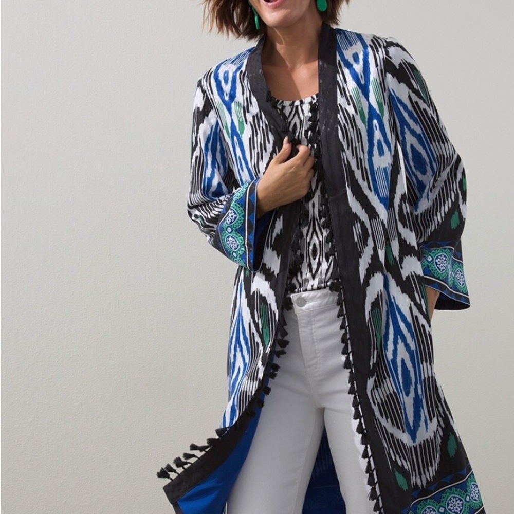 Chico's Vibrant Blue and Black Kimono